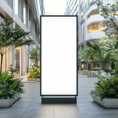 Wall Mural - Mockup standalone big screen info kiosk Digital media with blank white screen modern panel display signboard for advertisement design in a shopping center and mall Including clipping