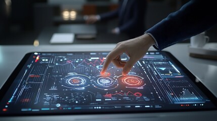 Leinwandbilder - A vibrant futuristic digital interface displays growth projections from 2020 to 2025