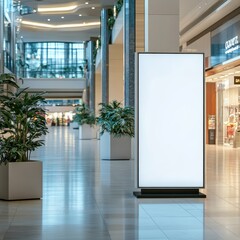 Wall Mural - Mockup standalone big screen info kiosk Digital media with blank white screen modern panel display signboard for advertisement design in a shopping center and mall Including clipping