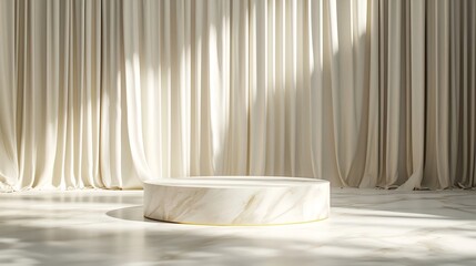 Wall Mural - Minimalist Marble Podium in Softly Lit Luxurious Room for Product Display Concept