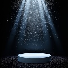 Wall Mural - glowing podium backdrop for elegant product display in dark studio atmosphere