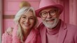 © Trushchenko_O - Man and a woman are wearing pink glasses and smiling. Scene is happy and lighthearted