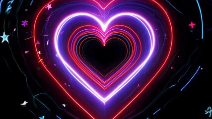 Canvas Print - Colorful neon hearts create a mesmerizing display