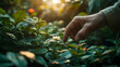 © queen - Photo of Elderly Hand Gently Touching a Delicate White Flower