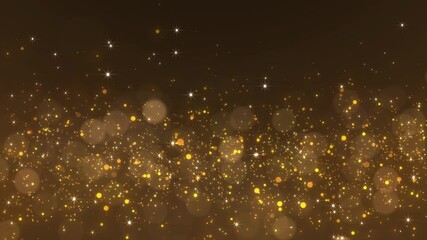 Wall Mural - gold particles moving glitter luxury particles background. energy flying wave flash lights. dust fli
