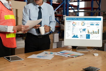 Computer software for website traffic analytics data on computer screen. Concept of SEO search engine optimization and customer targeting for online business snugly