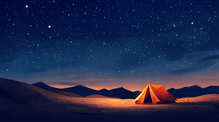 Wall Mural - tent in starry night sky