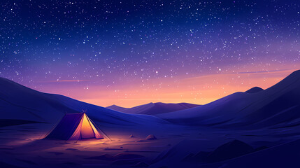 Wall Mural - tent in starry night sky