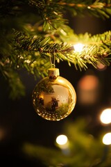 Aufkleber - Stock wallpaper with xmas balls on fir trees