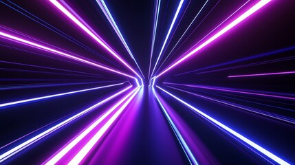 Leinwandbilder - The blue purple light line is crossing the dark background in a hyperspeed warp.