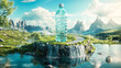 © Fxquadro - Bottle on mini island with surrounding waterfalls