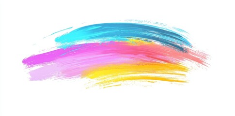 Leinwandbilder - An abstract color brush stroke with vibrant blue, pink, and orange paint on white background, suitable for creative projects in art and design