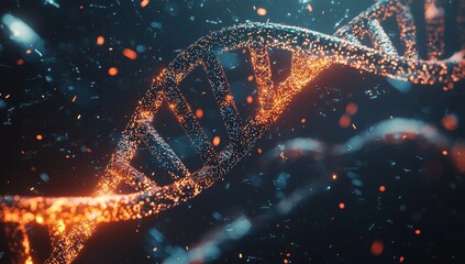 Leinwandbilder - Genetic DNA abstract molecule blue 3D background science biology medical biotechnology. Stock image.