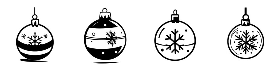 A flat icon of a Christmas tree ornament with a snowflake, suitable for apps and websites.