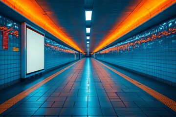 Aufkleber - Display with white space for advertising. Display mock-up design for the subway. Horizontal orientation.