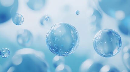 Poster - Nutrition, moisturizing, skin care, water molecules, macro water droplets, bubbles