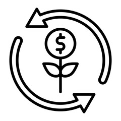 Wall Mural - return of investment vector line icon design