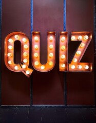 large light up sign that says quiz