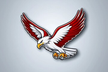 Aufkleber - A clean and abstract design of an American eagle, with its wings forming a simple 