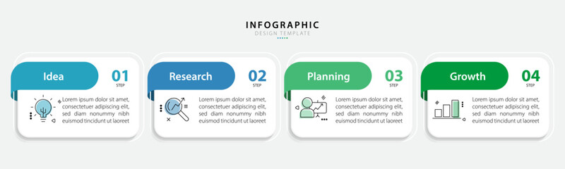 Fototapete - Timeline infographic template. 4 Step timeline journey, calendar Flat simple infographics design template. presentation graph. Business concept with 4 options, vector illustration.