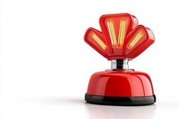 Aufkleber - A glowing red emergency light with a sleek, modern design, isolated on a white background. The light emits a pulsating effect with radial beams and a reflective base, symbolizing alertness and