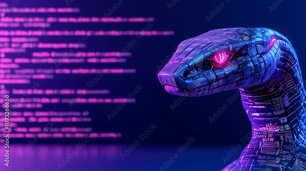 The snake is a digital representation of Python programming, with code ...