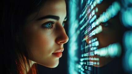 Woman coding on computer
