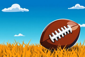 Aufkleber - Football American flat 2D design of a field and ball, with simple bold shapes and vibrant team colors