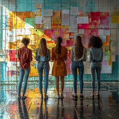 Poster - Diverse Stakeholders in a Cross Functional Team Discussing Project Goals in a Futuristic Collaborative Workspace