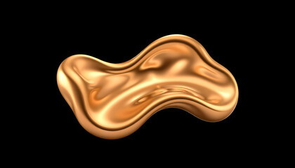Wall Mural - 3d render of chrome abstract liquid shape isolated with white highlights, png
