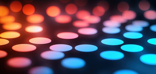 Fototapete - ESG investment metrics concept. A vibrant display of illuminated dots in shades of blue and orange, creating a captivating abstract pattern against a dark background.