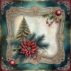 Wall Mural - christmas background with frame