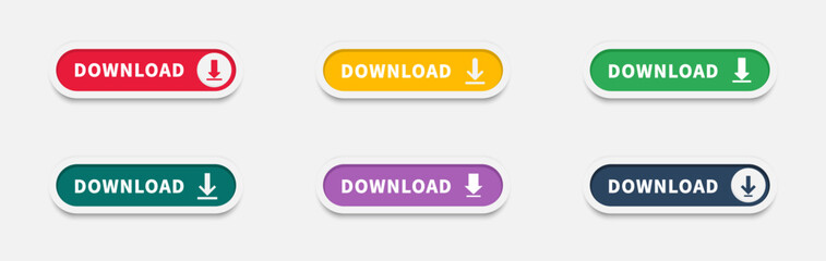 Wall Mural - download button with arrow icon. upload icon. save cloud icon push button for ui ux, website, mobile