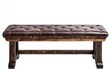 © Png - Video - Photo - Elegant leather bench with tufted design on a white background.