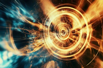 Wall Mural - dynamic blue and orange energy portal swirling.