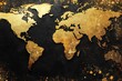 © Fxquadro - Gold world map on black textured background art