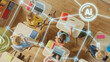 © Gorodenkoff - Top-down View of Children in Classroom Use Tablets and Laptops, Connectivity by Lines of AI Data, Information. Diverse Kids Study with Interactive E-Learning, Modern Education, Digital Literacy