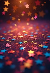 Aufkleber - Colorful star shaped confetti creating festive atmosphere on glitter background
