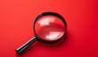 © Rising Monk - Magnifier magnifying exclamation mark on red background. Alert and precaution concept. Caution and risk management security signal announcement hazard, Generative AI