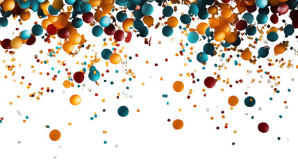 Wall Mural - Colorful confetti scattered in the air for a lively and joyful celebration, isolated on transparent background.