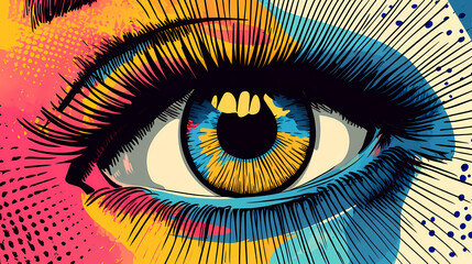 Wall Mural - a striking abstract pop art backdrop with bold, playful shapes and vibrant colors, creating an eye-c