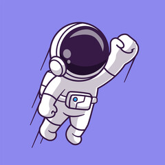 Wall Mural - Cute Astronaut Flying In Sky Cartoon Vector Icon Illustration. 
Science Technology Icon Concept Isolated Premium Vector. 
Flat Cartoon Style 