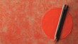 © DigitalDruid - Red textured paper with a bright red circle and a sharpened pencil positioned beside it, creating a minimalist artistic composition.
