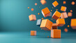 © P2Man - Dynamic orange cubes floating in blue background create vibrant scene
