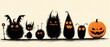 © Alla Bondaruk - Whimsical Halloween characters bring funny and scary vibes with black and orange colors in a festive display, banner, background