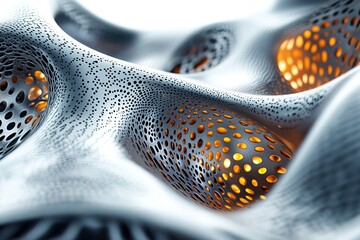 Wall Mural - abstract perforated pattern with orange glow