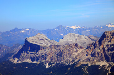 panoramic views from over 3000 m altitude of the european alps in the dolomites mountain range in it
