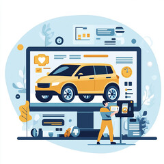 best car ideas landing page vector template. dealership website interface idea with flat illustratio