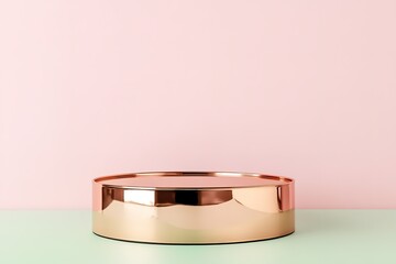 Wall Mural - minimalist round gold platform on pastel background