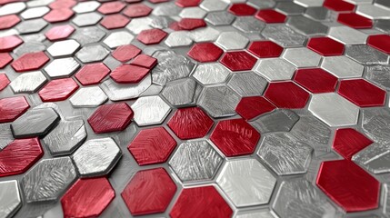 Wall Mural - an illustration of grey hexagons and red hexagons with a modern background